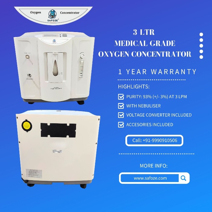 Safoze 3Ltr Oxygen Concentrator, 3LPM, Medical Grade